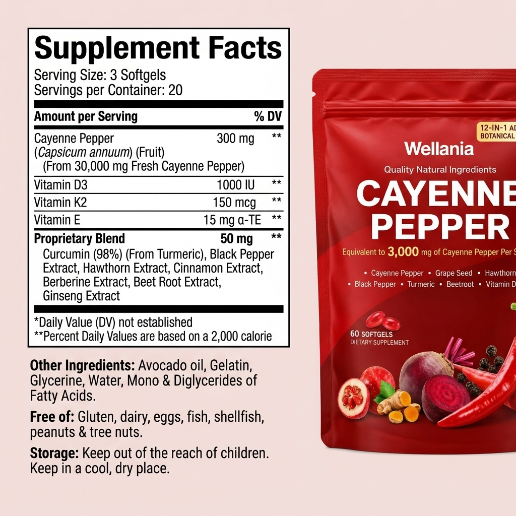Wellania™ Cayenne Pepper 12-in-1 Softgels | 60 Count