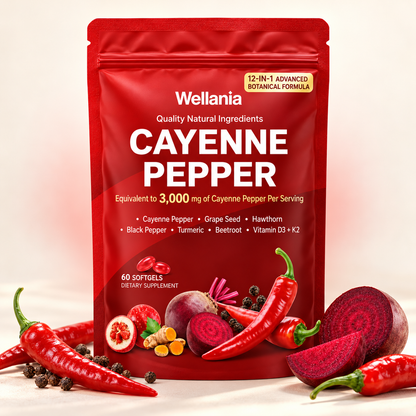 Wellania Cayenne Pepper 60 softgels studio hero